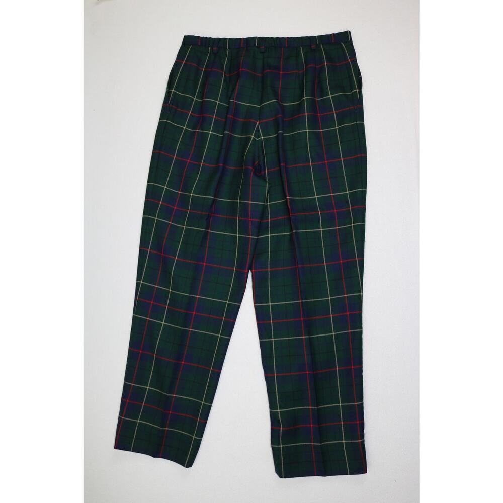 Vintage Pendleton Women 16 Plaid Virgin Wool Pants Trousers Green Blue High Rise - Picture 6 of 6